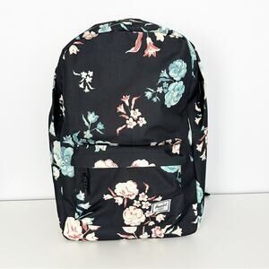 Herschel Black Floral Canvas Backpack
